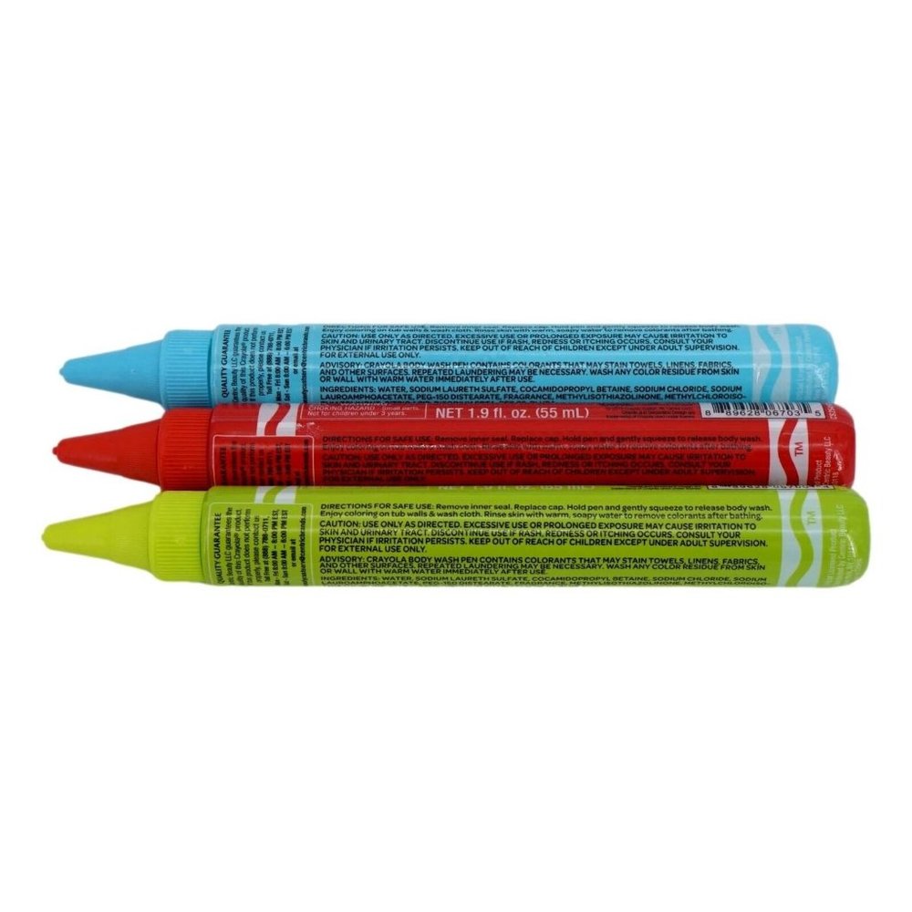 Crayola Childrens Lot of 3 Colorful Body Wash Pens Multicolor 1.9 Fl Oz New - Picture 2 of 3